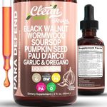 para Defend Black Walnut Liquid Drops with Sweet Wormwood, Soursop, Garlic, Pumpkin Seed, PAU D'Arco, Oregano, Turmeric, Berberine and Neem Tincture by Clean Nutra