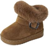 MK MATT KEELY Girls Winter Snow Boots Kids Warm Outdoor Boots Baby Fluffy Shoes for Toddlers,Brown,6 UK Child