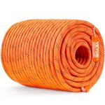 VEVOR Double Braided Polyester Rope, 1/2 in x 220 ft, 48 Strands, 8000 LBS Breaking Strength Outdoor Climbing Rope, Arborist Rigging Rope for Rock Hiking Camping Swing Rappelling Rescue, Orange/Black