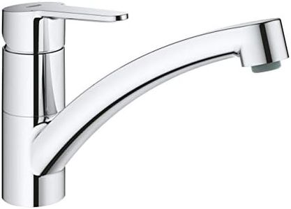 GROHE StartEco Mitigeur Monocommande Evier, Robinet Cuisine, Bec Bas, Rotation 140°, Mousseur avec Fente pour un Remplacement sans Outil, Chromé, 31685000