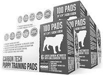 Bulldoglogy Premium Carbon Black Puppy Pee Pads with Adhesive Sticky Tape - Large Housebreaking Dog Training Wee Pads (24x24) 6 Layers with Extra Quick Dry Bullsorbent Polymer (300-Count)