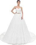 Beautyprom Women's Ball Gown Lace Bridal Wedding Dresses (Ivory-Train, US2)