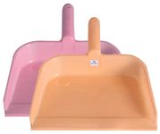 Heart Home Plastic Lightweight 10" Dustpan With Comfort Grip Handle for Easy Sweep Broom, Pack of 2 (Pink & Light Pink)