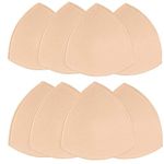 FANMAOUS 4 Pairs Bra Pad Insert,Removable Sport Bra Cup Triangle Breathable & Reusable Bra Pad for Yoga Bra,Swimsuits,Bikini (C/D Beige 4 pairs)