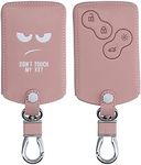 kwmobile Key Cover Compatible with Renault 4 Button Car Key (only Keyless Go) - Faux Leather Car Key Fob Protector - White/Rose Gold