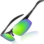 DUCO Polarized Sunglasses for Men Sun Glasses Sports Eyewear Fishing Golf Driving UV400 Protection 8177S (Black Frame Revo Green Lens)