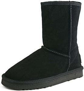 AUSLAND Genuine Suede Women's Boots Winter Short Boot Snow Boots for women Waterproof 6.5US Black 5125 37EU