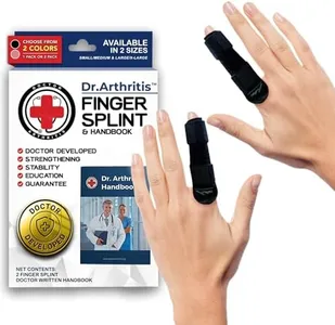 Dr. Arthritis Doctor Developed Finger Splint Trigger Finger Brace - Middle, Ring & Pointer Finger Splint - Finger Splints for Straightening (Black S/M, 2 Pack)