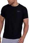 TCA Men’s Galaxy Short Sleeve Running Gym Top - Black Stealth, M