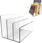 Boloyo Acrylic File Holder,2PC 3 Sections Clear File Organizer Mail Letter Sorter Desktop Folder Holder for Home Office School Envelope Bill Filling Paper Document