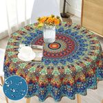 Bold And Brash Round Tablecloths for Circular Table 150cm, Boho Style Wrinkle Free Water Stain Resistant Polyester Table Cloth, Home Dinning Kitchen Party Picnic Patio Table Cover 60"