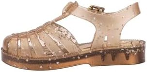 mini melissa Possession Shiny Jelly Sandal for Babies & Toddlers - The Iconic 90s Original Jelly Shoe, Fishermans Sandal with Adjustable Strap & Side Buckle, Beige Glitter, 9