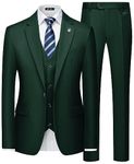 MAGE MALE Mens Suits Slim Fit 3 Piece Tuxedo Suit One Button Solid Prom Wedding Party Blazer Vest Pants Set with Tie Dark Green