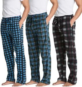 3 Pack: Mens Pajama Pants Lounge Fleece Buffalo Plaid Men PJ Bottoms Sleep Pockets Christmas Microfleece Men Pajamas Pjs Sleeping Sleepwear Night Knit Fluffy Winter Warm Sleeping Fuzzy Set 4,3XL