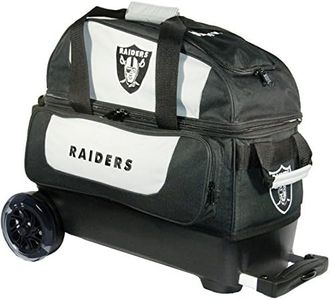 Strikeforce Bowling NFL Las Vegas Raiders Two Ball Bowling Roller Bag with Ball, Shoe and Accessory Pockets