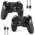 AceGamer 2 Pack Wireless Controller for PS4，Game Controller for PS4/Pro/Slim/PC，Gamepad Joystick with Turbo/Back Button/Dual Vibration/6-Axis Gyro Sensor/Touch Panel(2 Black Packs)