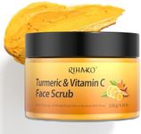RIHAKO Turmeric Exfoliating Facial Scrub, Vitamin C Face Exfoliator for All Skin Types, Clears Blackheads,Nourishes Skin,Deep Cleansing