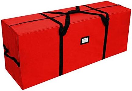 OurWarm Christmas Tree Storage Bag Extra Large Heavy Duty Storage Containers for 8 Ft Artificial Tree 600D Oxford Xmas Holiday Tree Storage Bags with Reinforced Handles Zipper, Red 50" x 15" x 20"