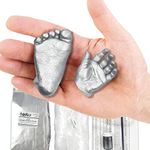 BabyRice 3D Baby Casting Kit (Silver) - Create a Keepsake of Newborn Hand and Foot | 500g Alginate Moulding Powder, 800g Plaster, Metallic Paint, Easy-to-Follow Instructions