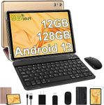 SEBBE Tablet 10 Inch Android 13 Tablet PC 12GB RAM + 128GB ROM TF 1TB Octa-Core 2.0 GHz, Bluetooth 5.0 | 5G WiFi | 6000mAh | 1280 * 800 | 5MP+8MP, Tablet with Keyboard and Mouse Gold