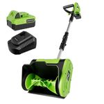 Vibekio 20V 11-Inch Cordless Snow Shovel, Battery Powered Snow Blower, 20-Volt/4.0 Ah Lithium-ion Battery Pack, and Quick Charger Included.