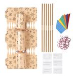 evelay Make Your Own Christmas Cracker Kit Crackers Hats Snaps Jokes Rose Party Favours 12 Pieces (Rose Gold Foil)