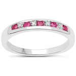 The Diamond Ring Collection: 3mm wide Sterling Silver Channel set Ruby & Diamond Eternity Ring (Size Q) …