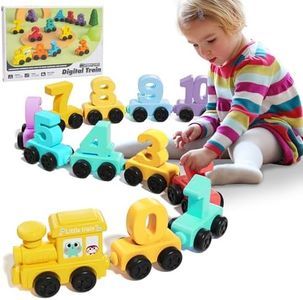 Small Magnetic Train Toddlers Developmental Toys Set 2 3 4 5 Years Old Little Baby Kids Boy Girls Learning Counting Number Color Play Game with Friends Preschool Educational Christmas Birthday Gifts