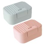 Dimeho 2 Pcs Soap Holder Box Portable Bar Soap Container Travel Leakproof Soap Storage Case Plastic Soap Dish with Lid Cover for Bathroom Shower Kitchen Sink Travel Camping Hiking Gym Outdoor