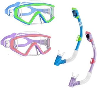 Aegend Snorkeling Gear for Kids, Youth Snorkel Set Dry Snorkel Enhanced Anti-Leak Anti-Fog Technolog, Diving Mask with Panoramic View and Adjustable Strap for Scuba Diving Swimming (Blue & Purple)