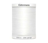 Gutermann Sew-All Thread, Polyester - 100m/ 250m/ 1000m - Black or White - Sewing Quilting Dress Fabric - Simply Sew Crafty™ (1000 metres, White)