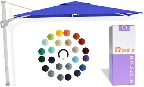 Midtown Umbrellas 10x10 Ft Outdoor Cantilever Patio Umbrella w/Sunbrella Chartres Silk Fabric - Tilt 360° Rotate Offset Patio, Deck Patio, Backyard & Garden - Silver Frame