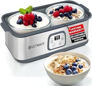 Ultimate Probiotic Yogurt Maker with Adjustable Time & Temp Control - Make Trillions of Live Probiotics with Two 1-Quart Containers for Larger Batches - Best Greek Yogurt Maker - LIFETIME WARRANTY