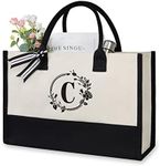 TOPDesign Initial Canvas Tote Bag, 