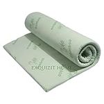 EXQUIZIT HOME Bamboo Mattress Topper Memory Foam Removable Zip Cover With Antibacterial hypo Allergenic Single Bed Mattress Topper 90cm x 190cm + 2cm Approximately