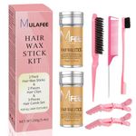 MULAFEE 2 Pack Hair Wax Stick Kit, Wax Stick for Smooth Hair Wigs, Non-Greasy Styling Wax for Fly Away and Edge Frizz, Hair Slick Stick with Comb & Hair Clips Set