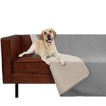 Ameritex Pet Bed Blanket Reversible 100% Waterproof Velvet Super Soft for Sofa and Bed (68x82 Inches, Light Grey+Beige)