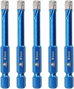 Diamond Drill Bit 6mm,BRSCHNITT 5pcs/Pack 1/4 Inch Diamond Hole Saw Drill Bit for Porcelain Tile Ceramic Stone Granite Marble,Hex Shank Dry Drilling Diamond Core Drill Bit Set