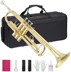 B Flat Trumpet, Three-Tone Trumpet, Gold Laquer & Brass, Musical Instruments for Beginners