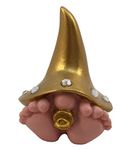 Baby Gnome “D” Diva - A Girl Baby Gnome with The Golden Hat and Rhinestones for The Fairy Garden