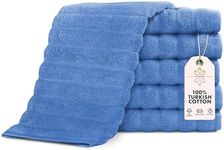 Classic Turkish Towels CTT Luxurious 100% Turkish Cotton Washcloths 6 Pack, Highly Absorbent & Quick Dry, Face Towels Wash Cloths for Hotel, Spa & Gym | 13"x13" (Blue)