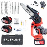 Mini Chainsaws with Battery, Chainsaw 6000 mAh, 8 inch Electric Chainsaw with 2 Batteries, Chainsaw 4 Chains + 3 Chain Guide Bars, Mini Cordless Electric Chainsaw, Chainsaw 800 W