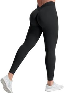 YEOREO Liz Scrunch Workout Leggings for Women High Waisted Butt Lifting V Back Waist Seamless Gym Yoga Leggings, Black, X-Small