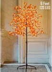 Twinkle Star Lighted Maple Tree, 6 Feet 120 LED Artificial Tree with Lights for Thanksgiving Harvest Fall Festival Home Party Decoration