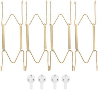 4 Pcs Invisible Metal Plate Hangers - 6 Inch Decorative Wall Hooks Wall Plate Holders with No Damage Hooks, Easy to Use