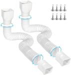 Gutterlix 2 Pack Flexible Gutter Downspout Extensions Extendable from 21" to 67", Downspout Extender Comes with Adapters, Thickened Down spout Drain Extension for Rainwater Drainage(White)