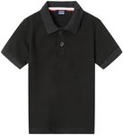 LittleSpring Toddler Boys Polo Shirts 3T Short Sleeve Uniform Shirt for Kids Black Pique Tops