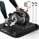 Under Desk Bike Pedal Exerciser, Quiet Magnetic Mini Exercise Bike with MERACH App for Arm, Leg Recovery, Physical Therapy, Smooth Foot Desk Cycle with 2 Resistance Bands & Non-Slip Mat