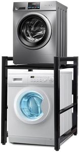 JXZ Supporto Lavatrice Asciugatrice, Mobile Sopra Lavatrice Salvaspazio, 3 Regolabili in Altezza, Capacità Portante 300kg Per Bagno, Lavanderia(Nero, Tavola Nera)