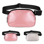 Belt Bag for Women Dupes, Bomvabe PU Fashion Crossbody Lulu Waist Pack Lemen Bag with Adjustable Strap, Everywhere Belt Bag for Travel Outdoors Running Hiking(PINK)